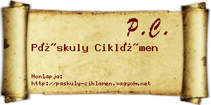 Páskuly Ciklámen névjegykártya